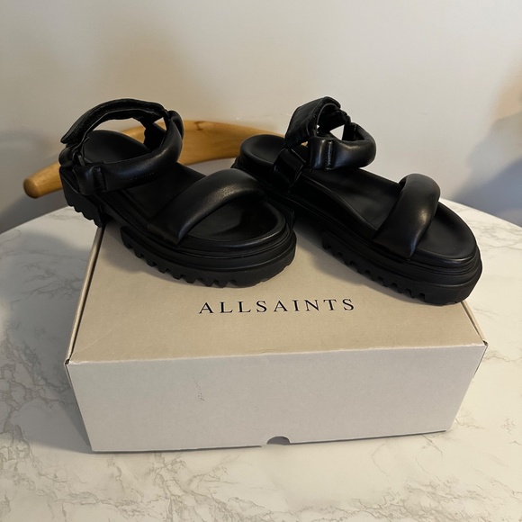 ALLSAINTS HELIUM LEATHER SANDALS, Size US 9, EU 39 - Picture 5 of 14
